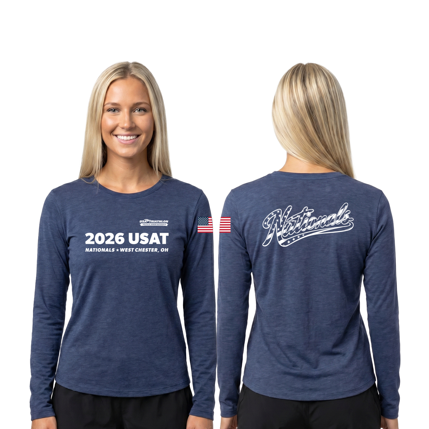 Unisex Long Sleeve Blend Tee - Navy