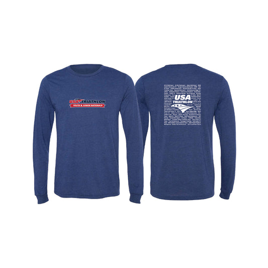 Unisex Long Sleeve Blend Tee - Navy Heather